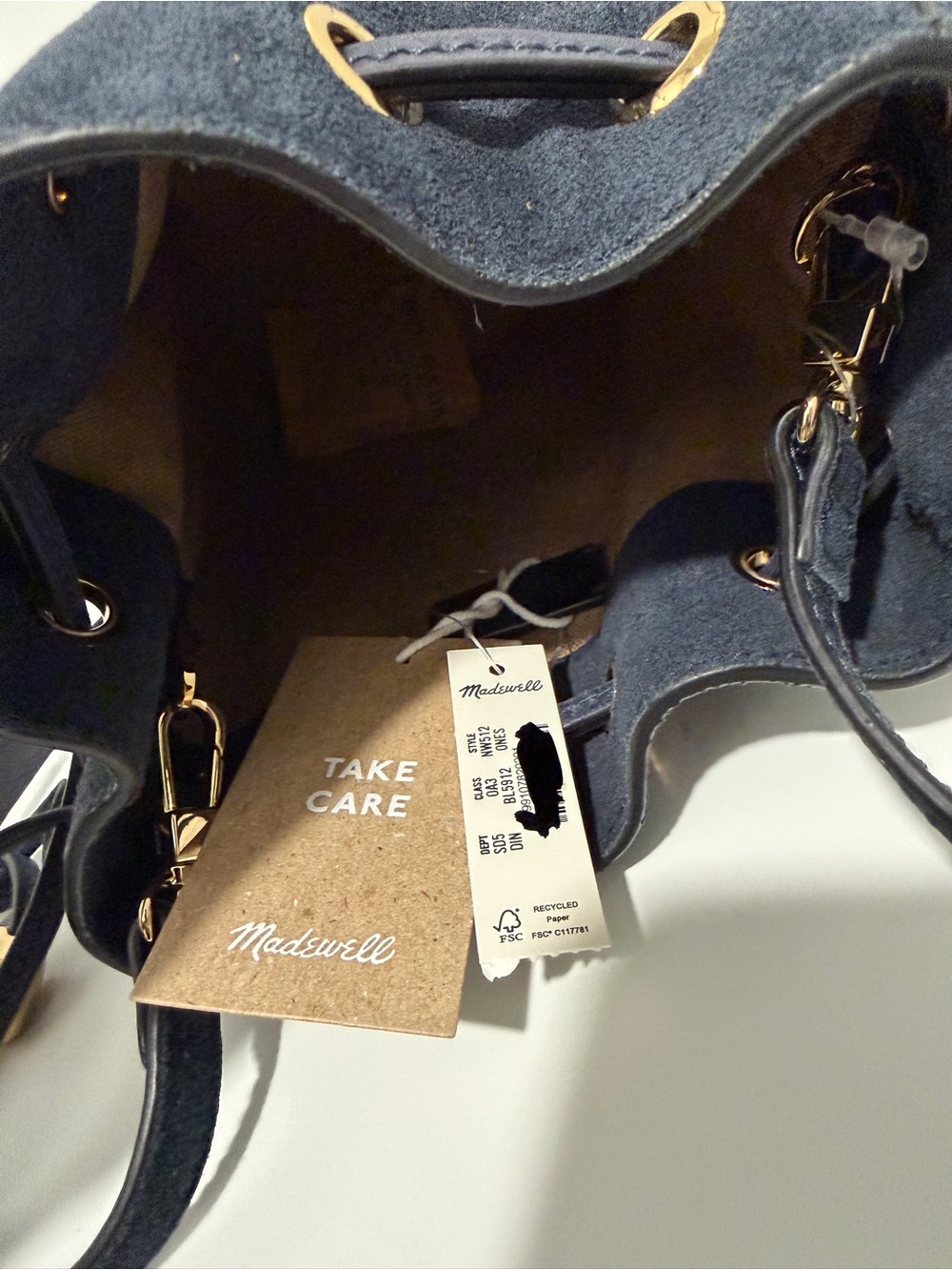 NEW Madewell The Mini Drawstring Crossbody Bucket Bag in deep indigo suede NW512 - Picture 10 of 10